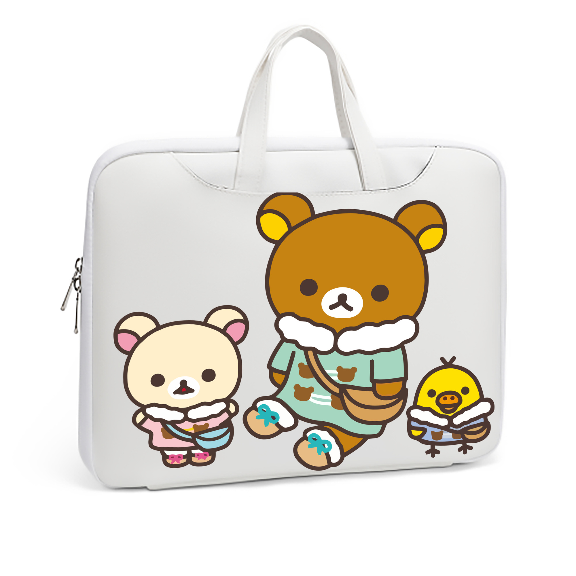 （画像用） リラックマ リラックマ キイロイトリ Rilakkuma Korilakkuma Kiiroitori レザーラップトップバッグ　ノートパソコンケース