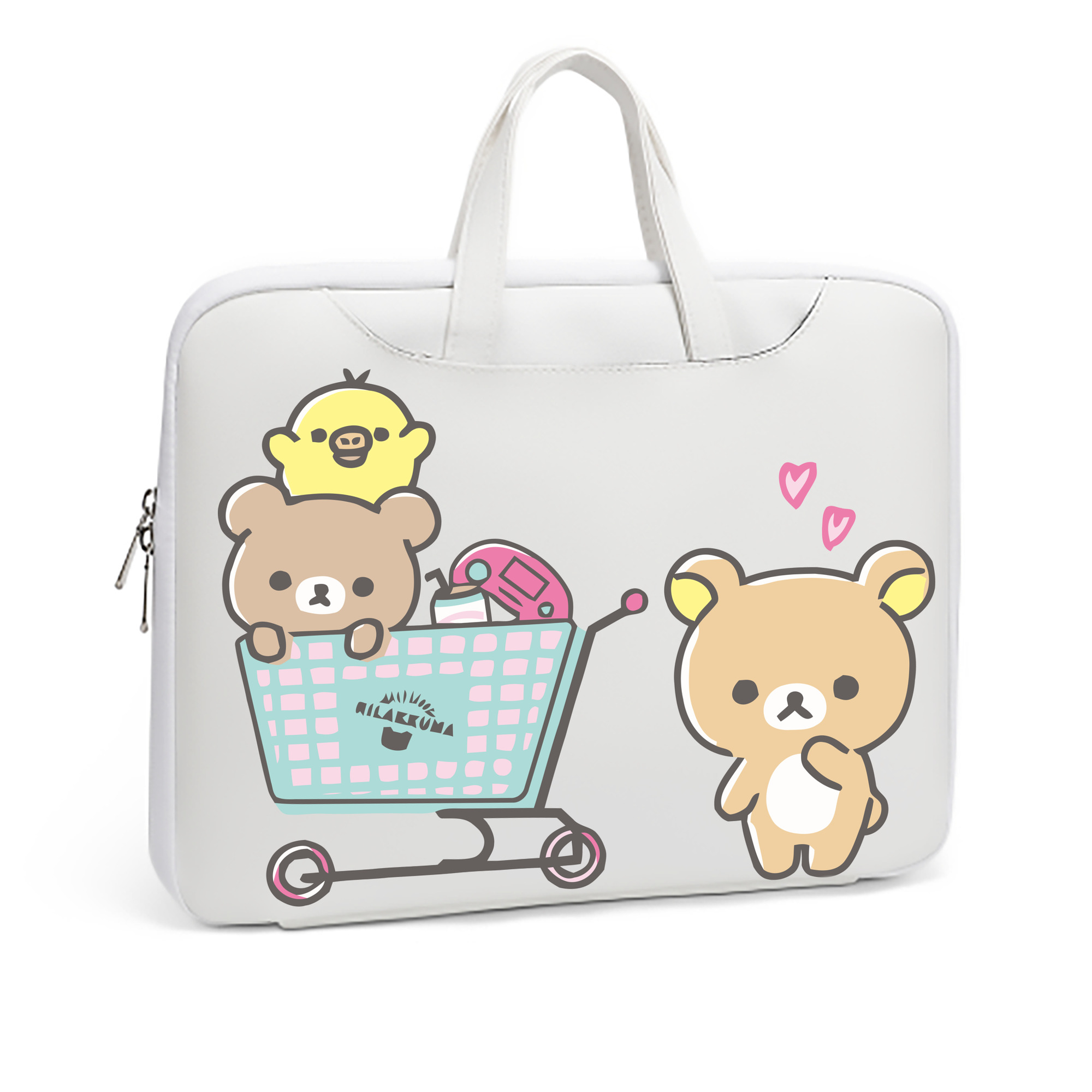 （画像用） リラックマ リラックマ キイロイトリ Rilakkuma Korilakkuma Kiiroitori レザーラップトップバッグ　ノートパソコンケース