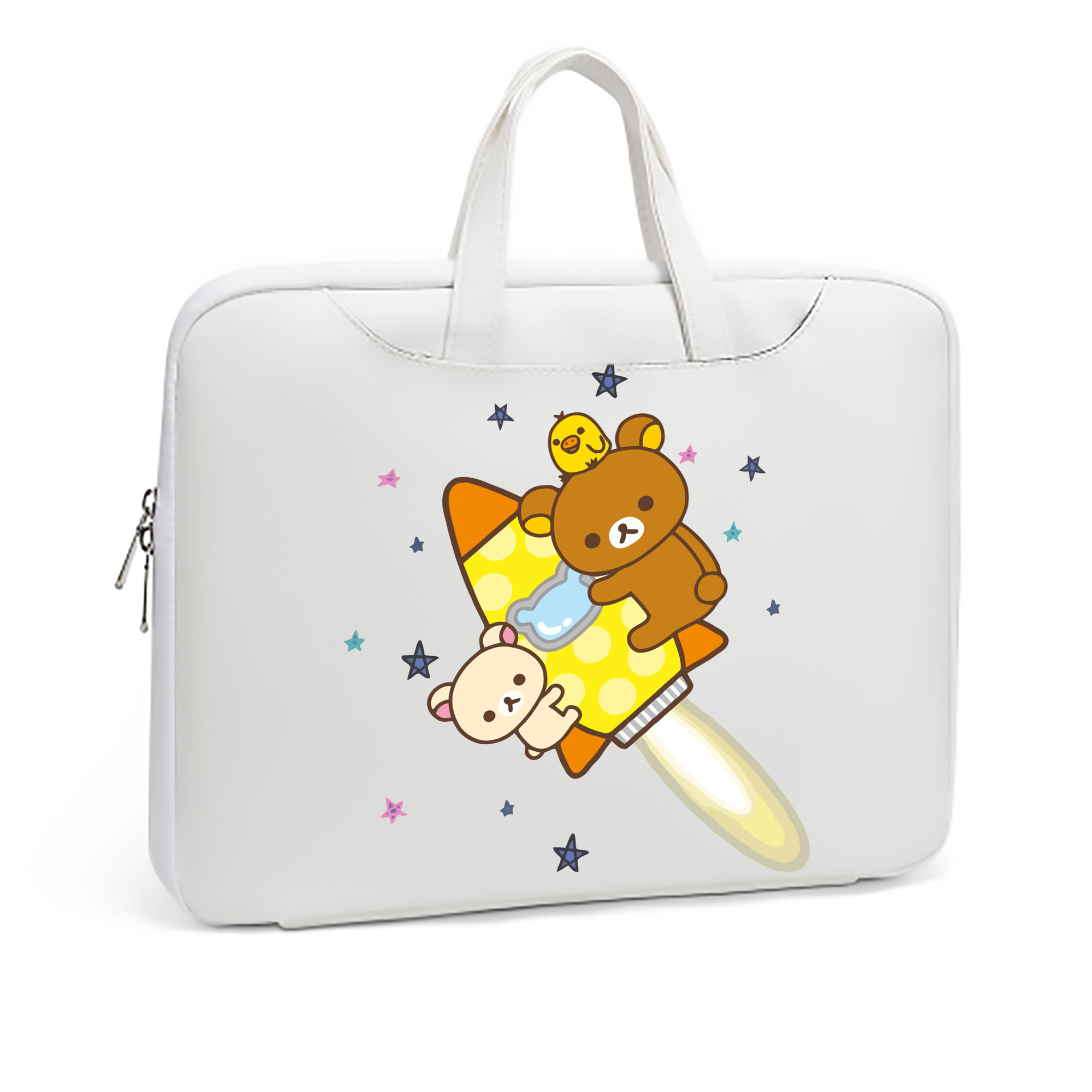 （画像用） リラックマ リラックマ キイロイトリ Rilakkuma Korilakkuma Kiiroitori レザーラップトップバッグ　ノートパソコンケース