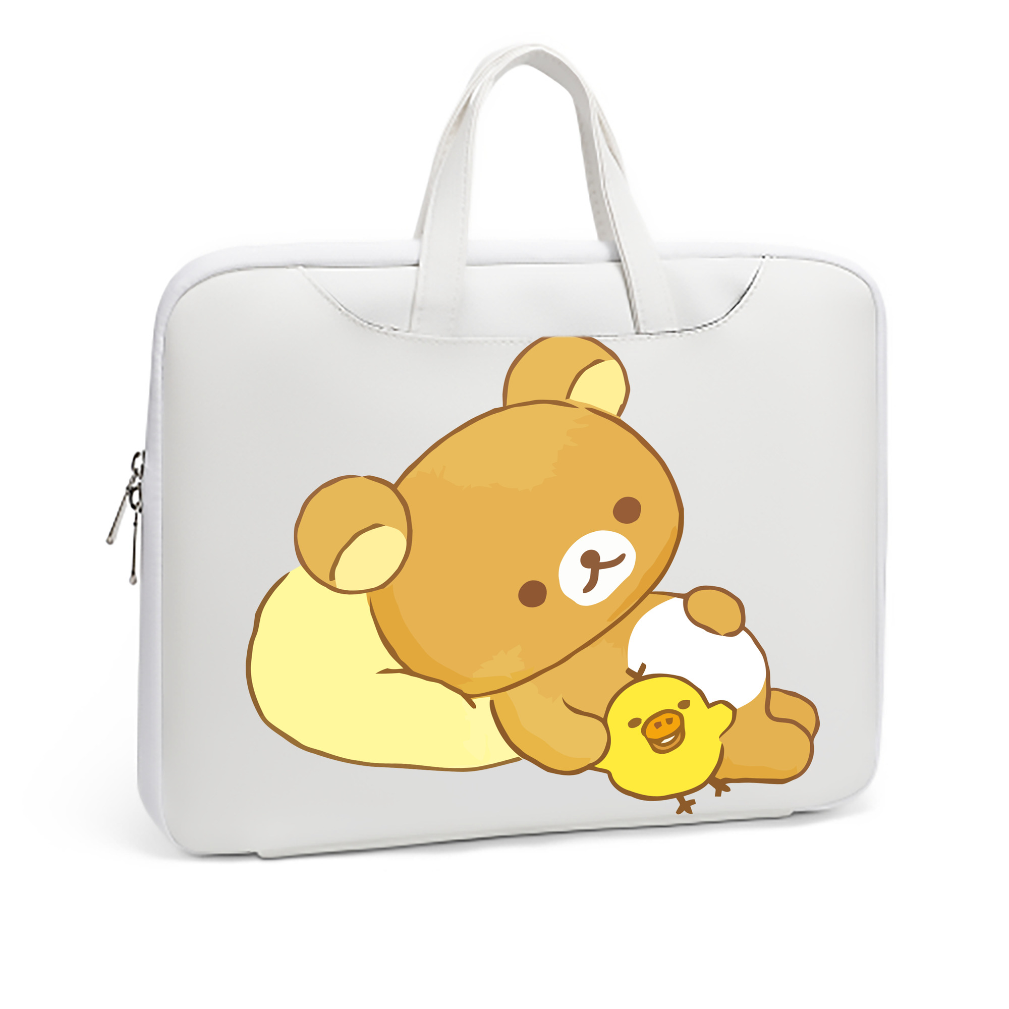 （画像用） リラックマ リラックマ キイロイトリ Rilakkuma Korilakkuma Kiiroitori レザーラップトップバッグ　ノートパソコンケース