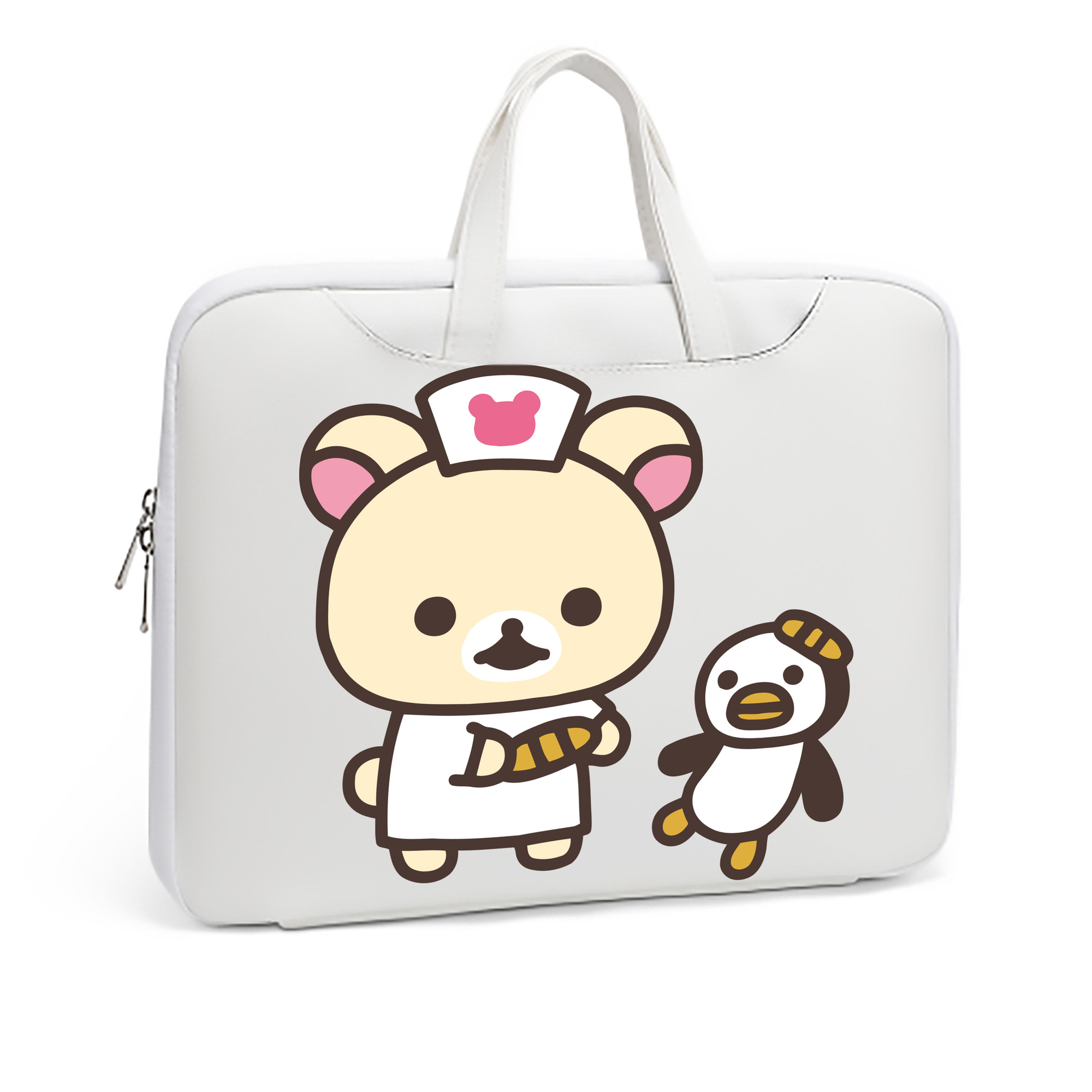 （画像用） リラックマ リラックマ キイロイトリ Rilakkuma Korilakkuma Kiiroitori レザーラップトップバッグ　ノートパソコンケース