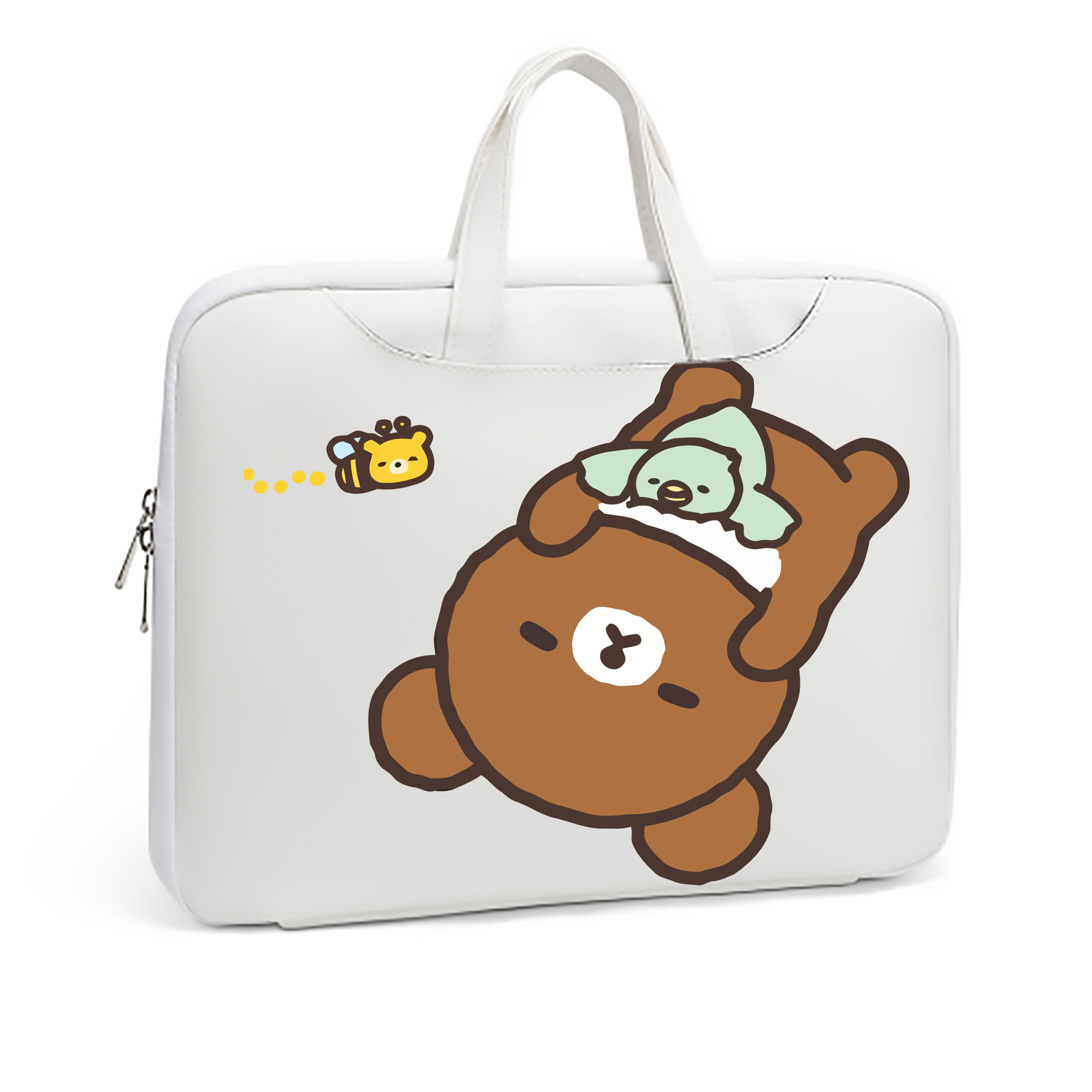 （画像用） リラックマ リラックマ キイロイトリ Rilakkuma Korilakkuma Kiiroitori レザーラップトップバッグ　ノートパソコンケース