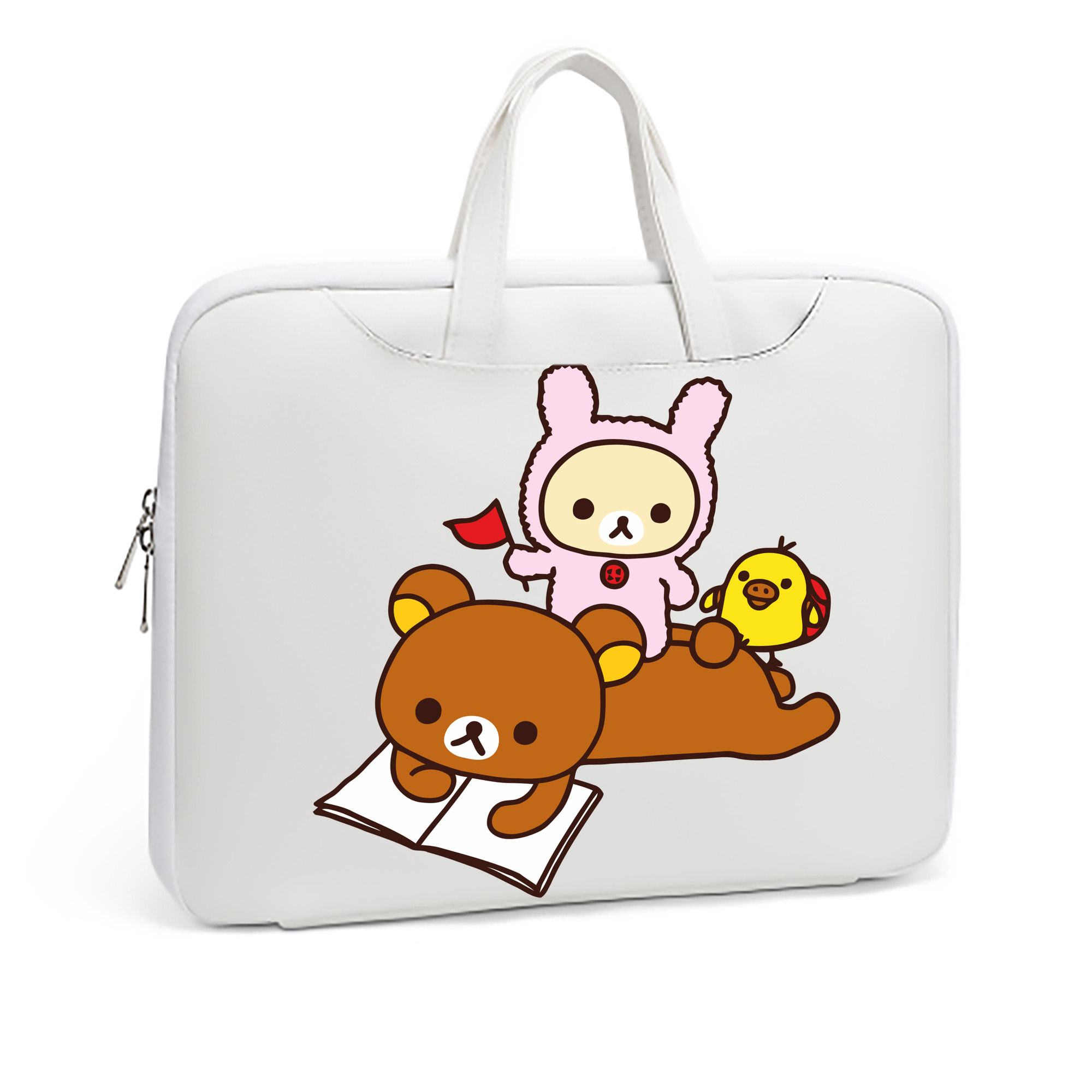 （画像用） リラックマ リラックマ キイロイトリ Rilakkuma Korilakkuma Kiiroitori レザーラップトップバッグ　ノートパソコンケース