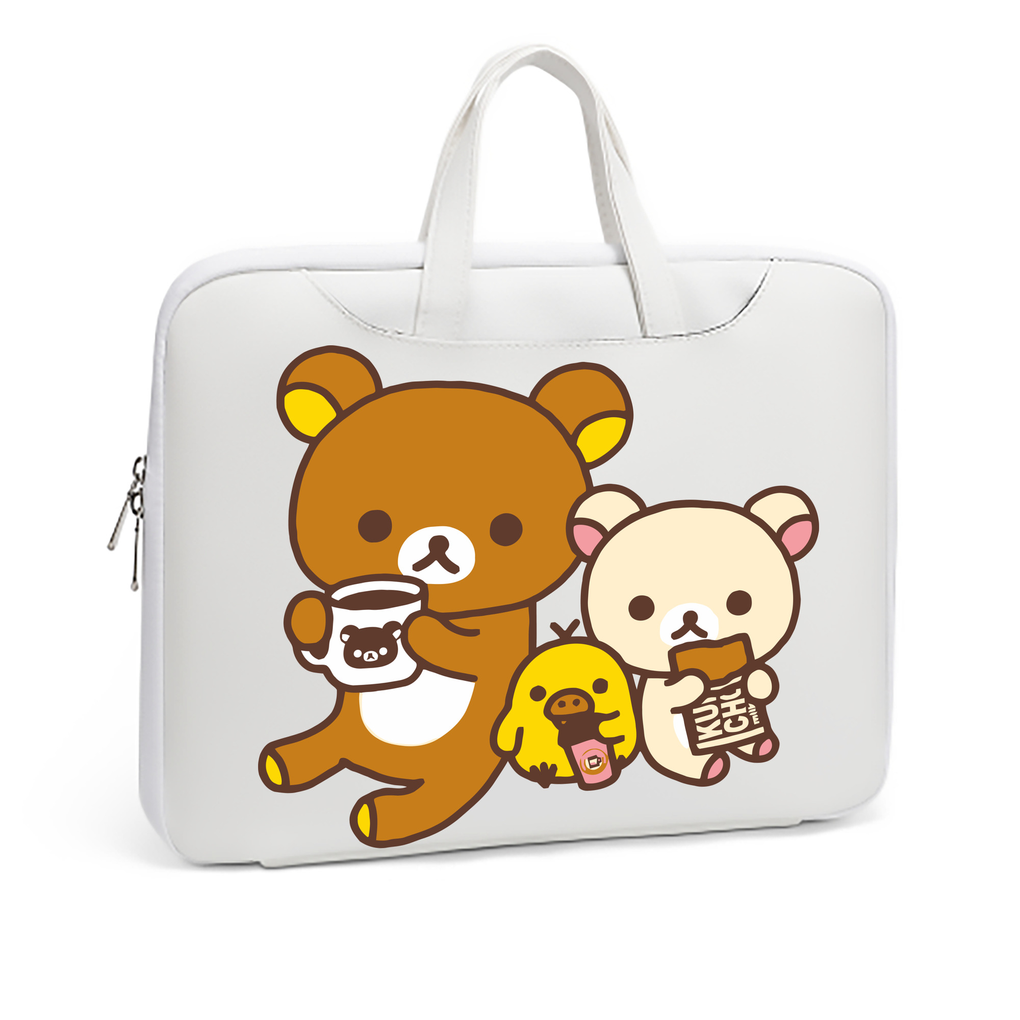 （画像用） リラックマ リラックマ キイロイトリ Rilakkuma Korilakkuma Kiiroitori レザーラップトップバッグ　ノートパソコンケース