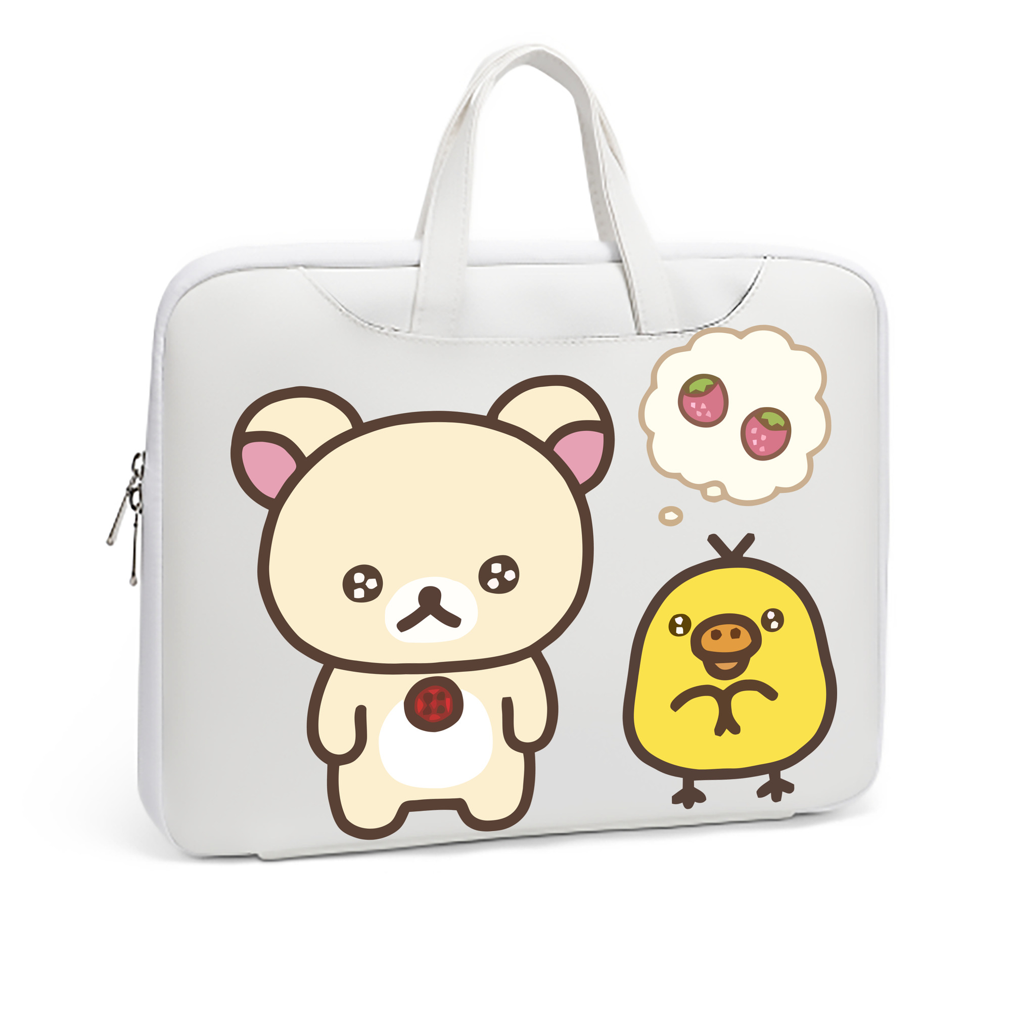 （画像用） リラックマ リラックマ キイロイトリ Rilakkuma Korilakkuma Kiiroitori レザーラップトップバッグ　ノートパソコンケース