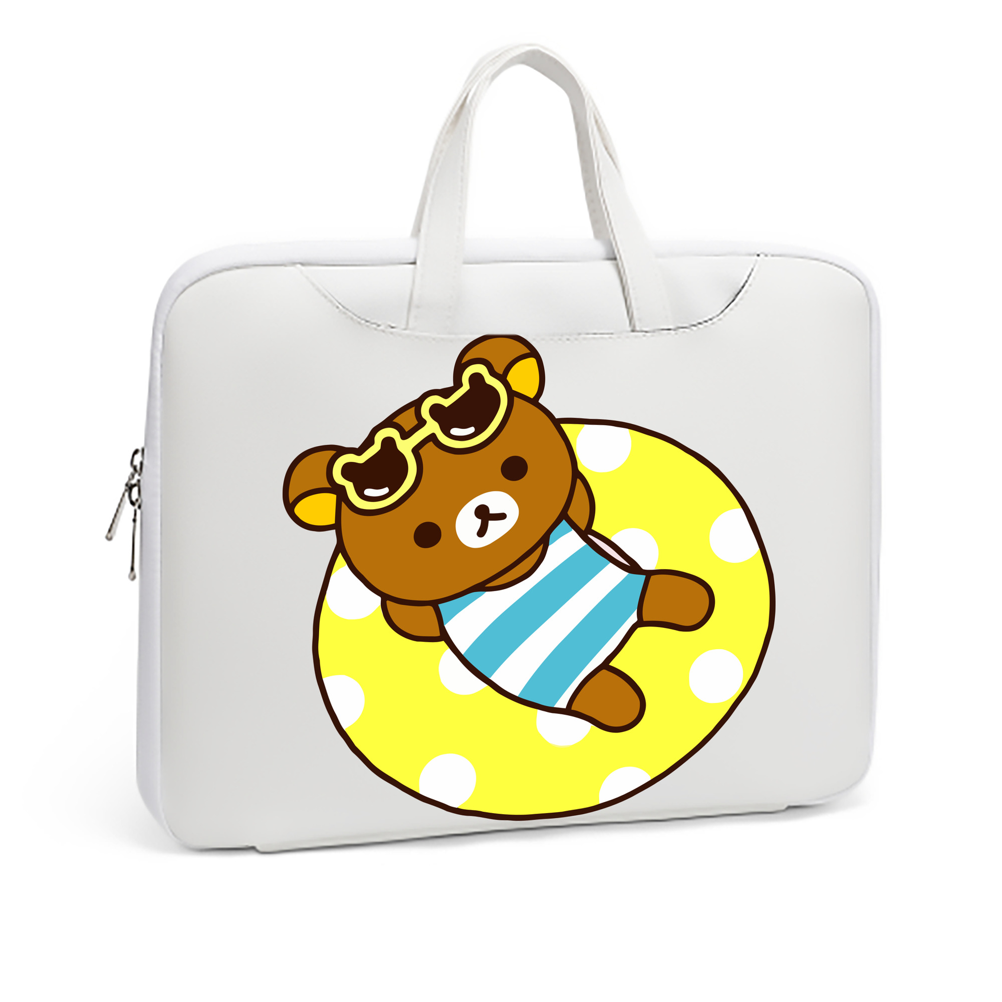 （画像用） リラックマ リラックマ キイロイトリ Rilakkuma Korilakkuma Kiiroitori レザーラップトップバッグ　ノートパソコンケース