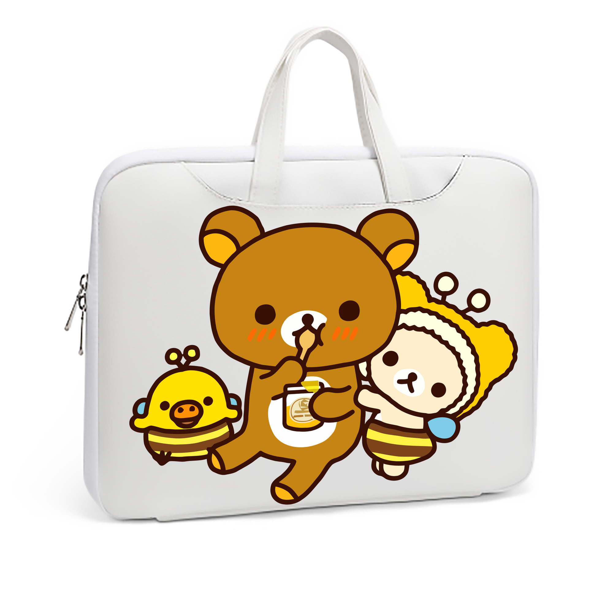 （画像用） リラックマ リラックマ キイロイトリ Rilakkuma Korilakkuma Kiiroitori レザーラップトップバッグ　ノートパソコンケース