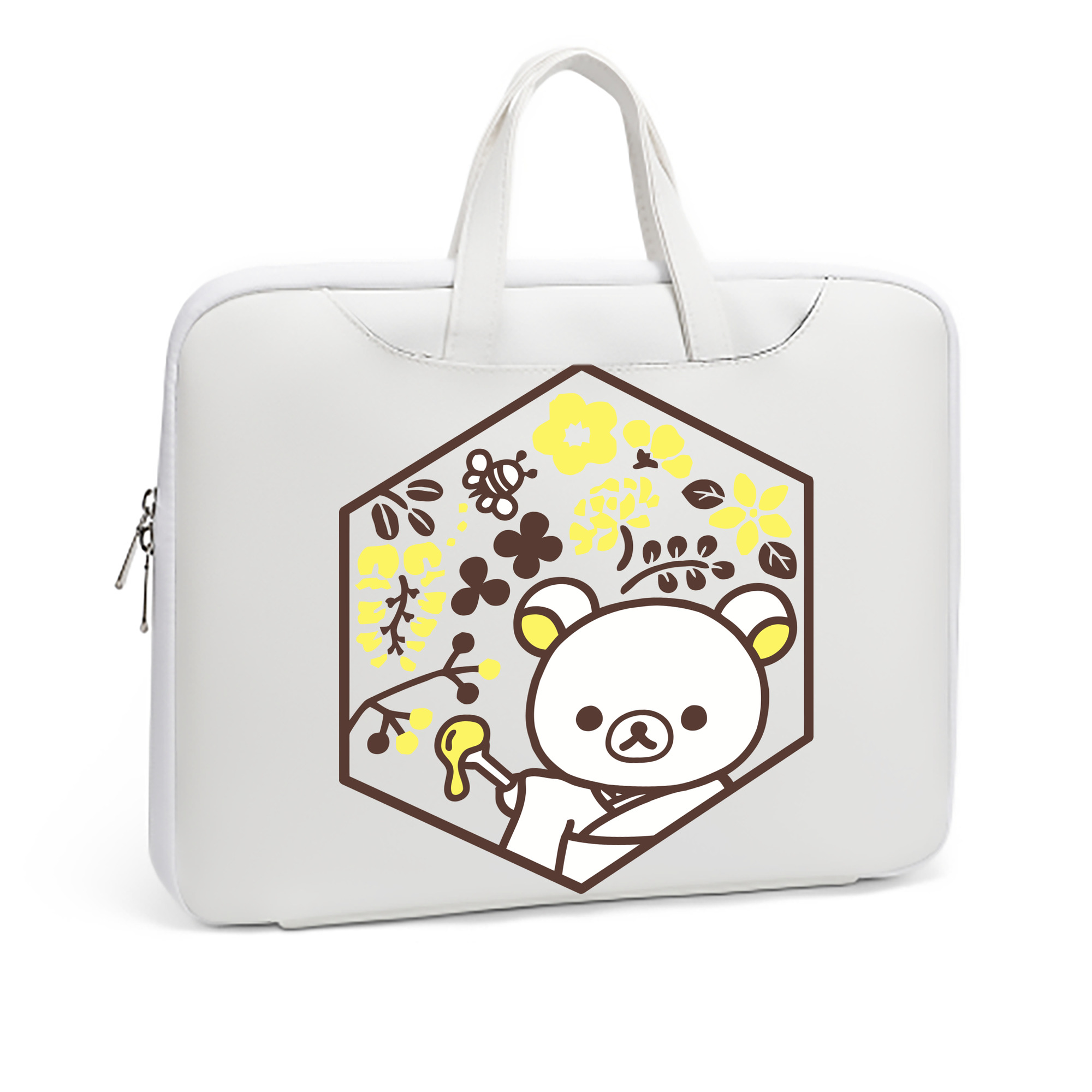 （画像用） リラックマ リラックマ キイロイトリ Rilakkuma Korilakkuma Kiiroitori レザーラップトップバッグ　ノートパソコンケース