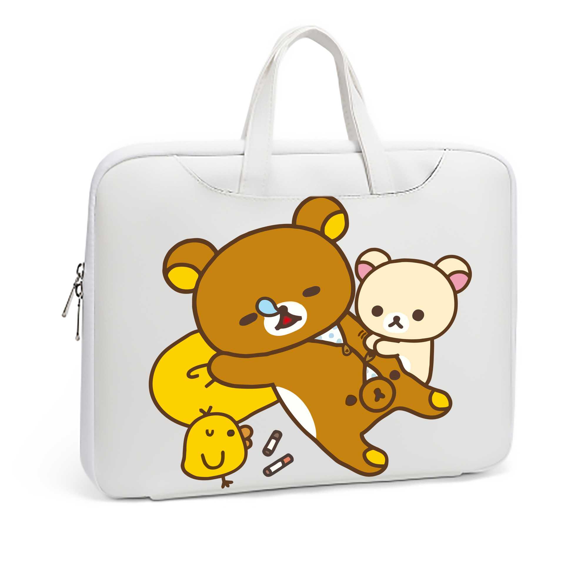 （画像用） リラックマ リラックマ キイロイトリ Rilakkuma Korilakkuma Kiiroitori レザーラップトップバッグ　ノートパソコンケース