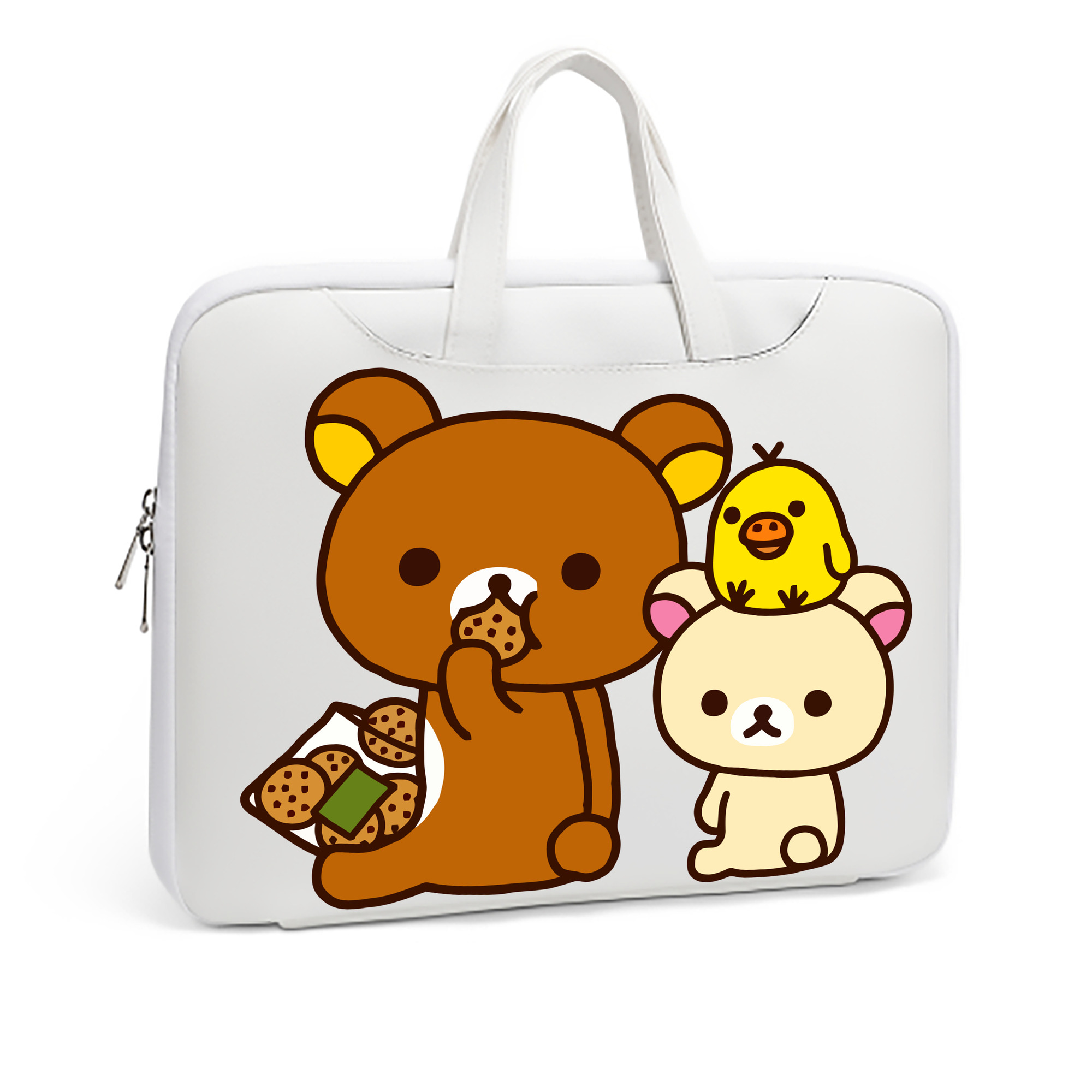 （画像用） リラックマ リラックマ キイロイトリ Rilakkuma Korilakkuma Kiiroitori レザーラップトップバッグ　ノートパソコンケース