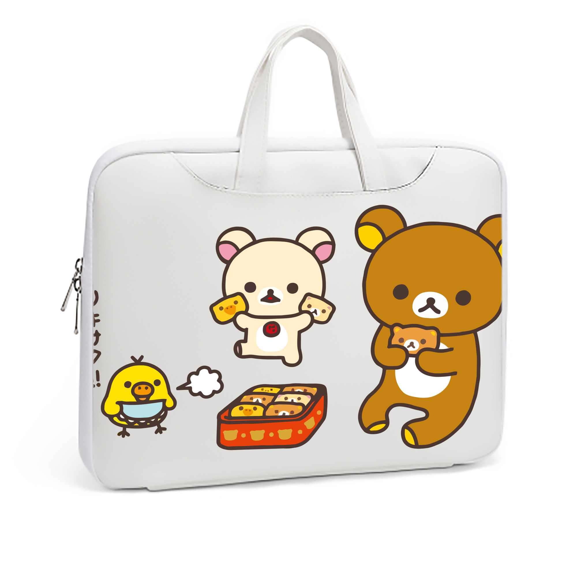 （画像用） リラックマ リラックマ キイロイトリ Rilakkuma Korilakkuma Kiiroitori レザーラップトップバッグ　ノートパソコンケース