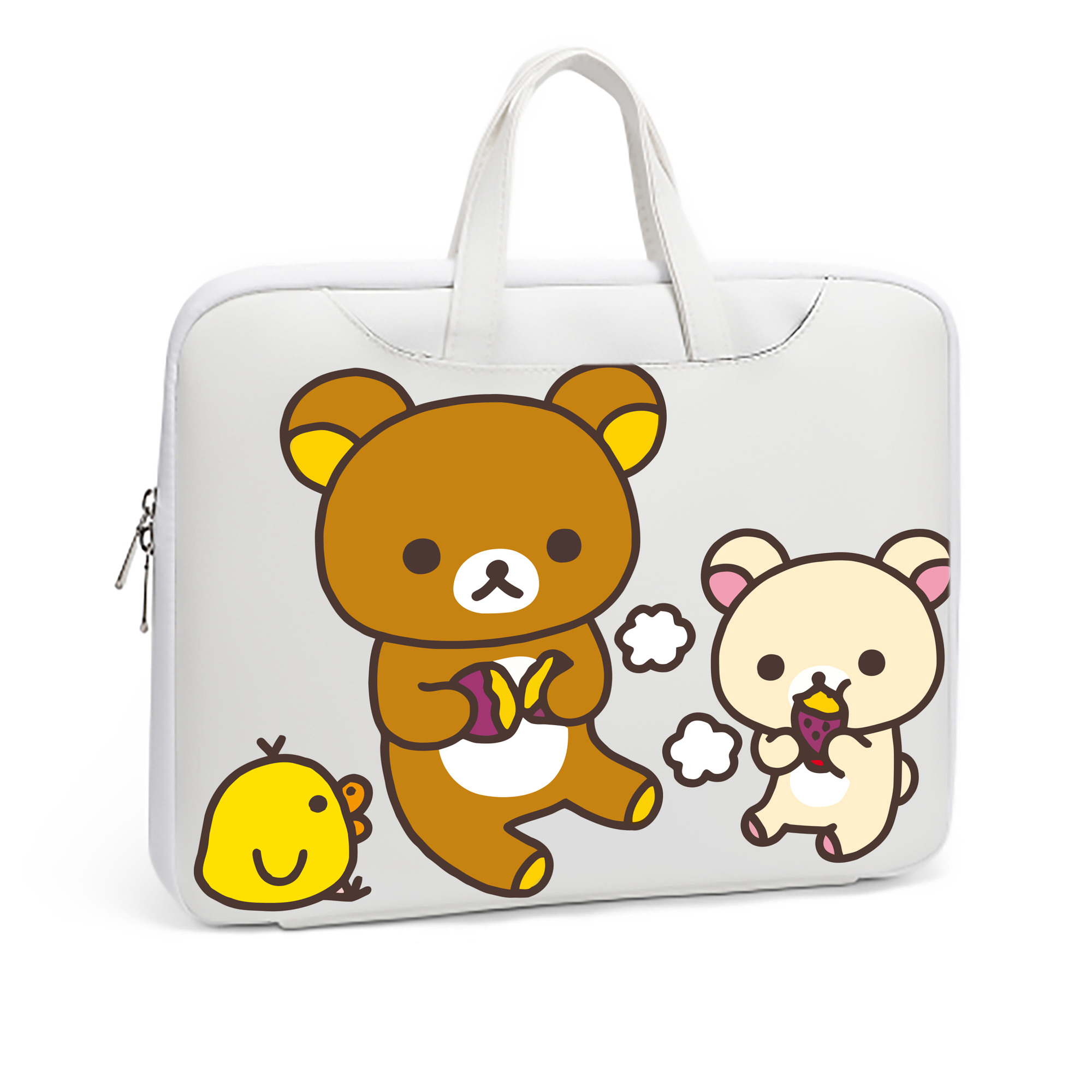 （画像用） リラックマ リラックマ キイロイトリ Rilakkuma Korilakkuma Kiiroitori レザーラップトップバッグ　ノートパソコンケース