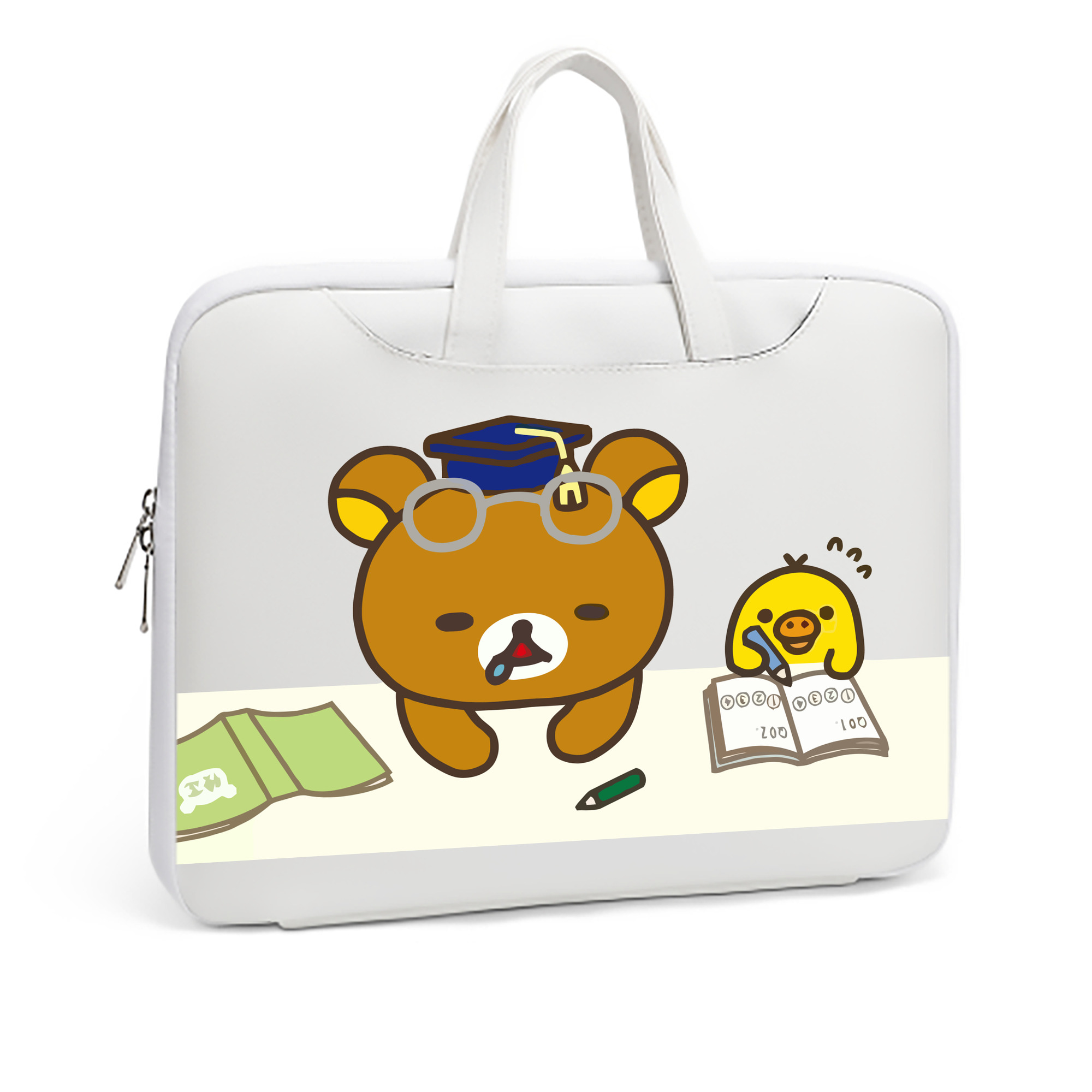 （画像用） リラックマ リラックマ キイロイトリ Rilakkuma Korilakkuma Kiiroitori レザーラップトップバッグ　ノートパソコンケース