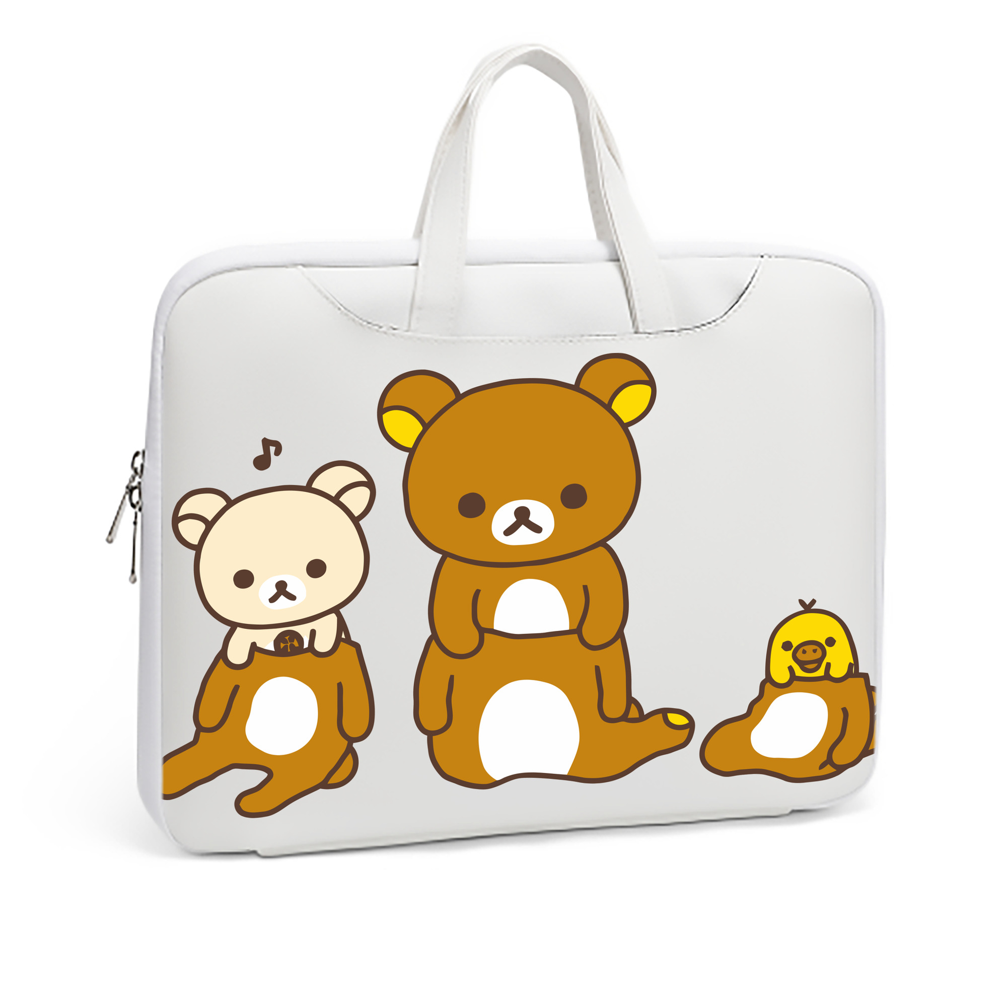 （画像用） リラックマ リラックマ キイロイトリ Rilakkuma Korilakkuma Kiiroitori レザーラップトップバッグ　ノートパソコンケース