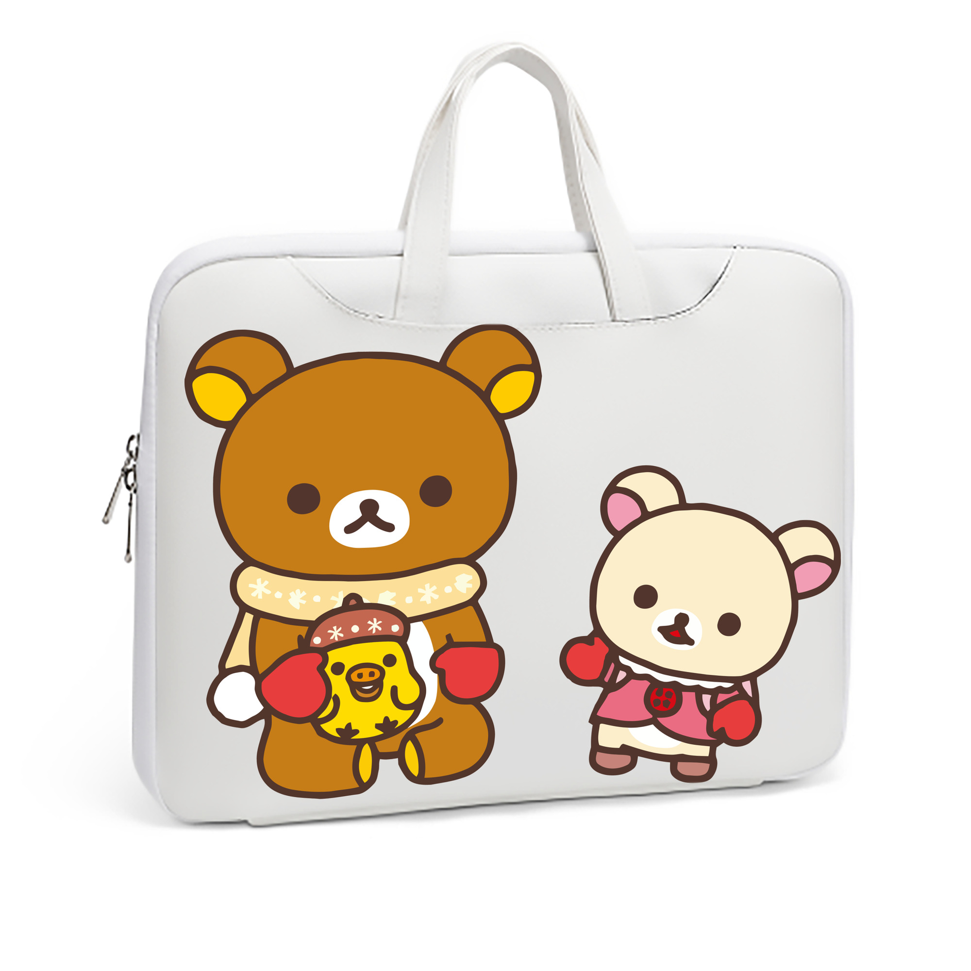 （画像用） リラックマ リラックマ キイロイトリ Rilakkuma Korilakkuma Kiiroitori レザーラップトップバッグ　ノートパソコンケース