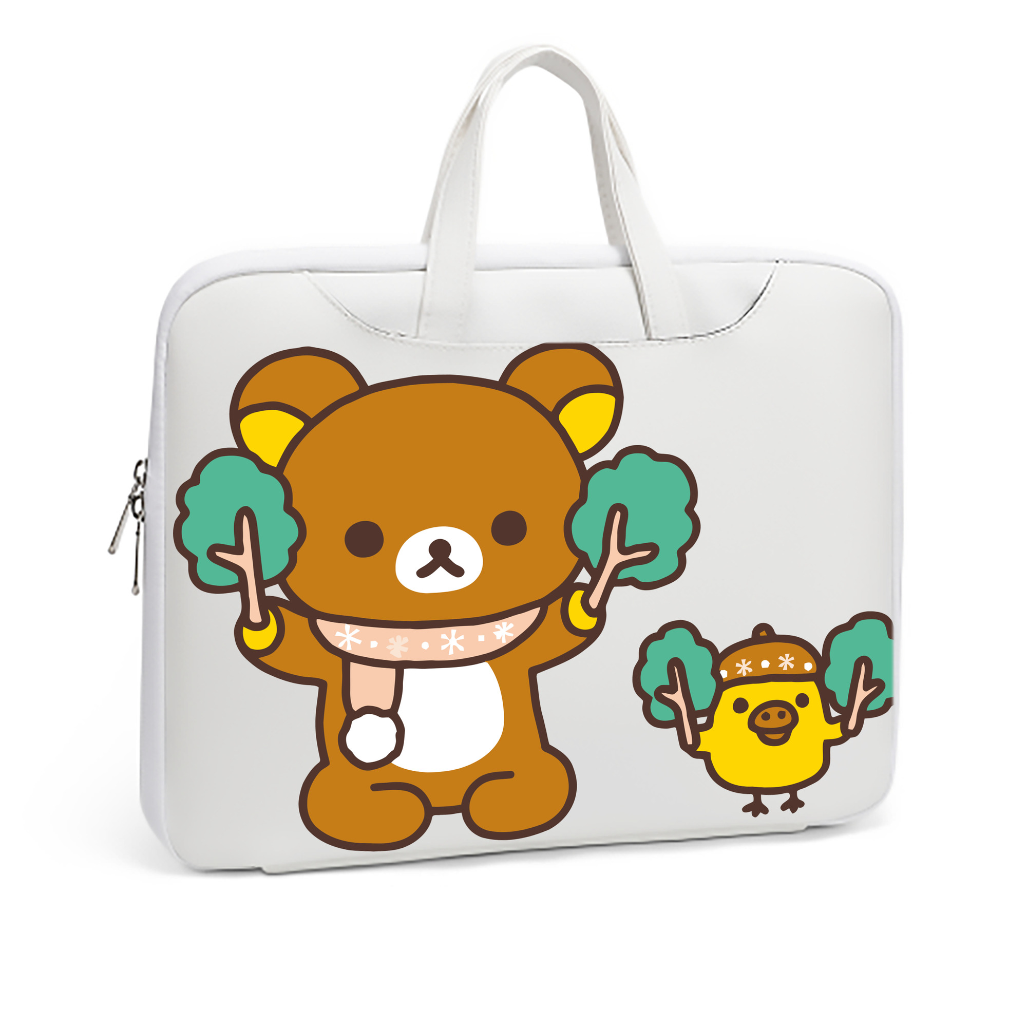 （画像用） リラックマ リラックマ キイロイトリ Rilakkuma Korilakkuma Kiiroitori レザーラップトップバッグ　ノートパソコンケース
