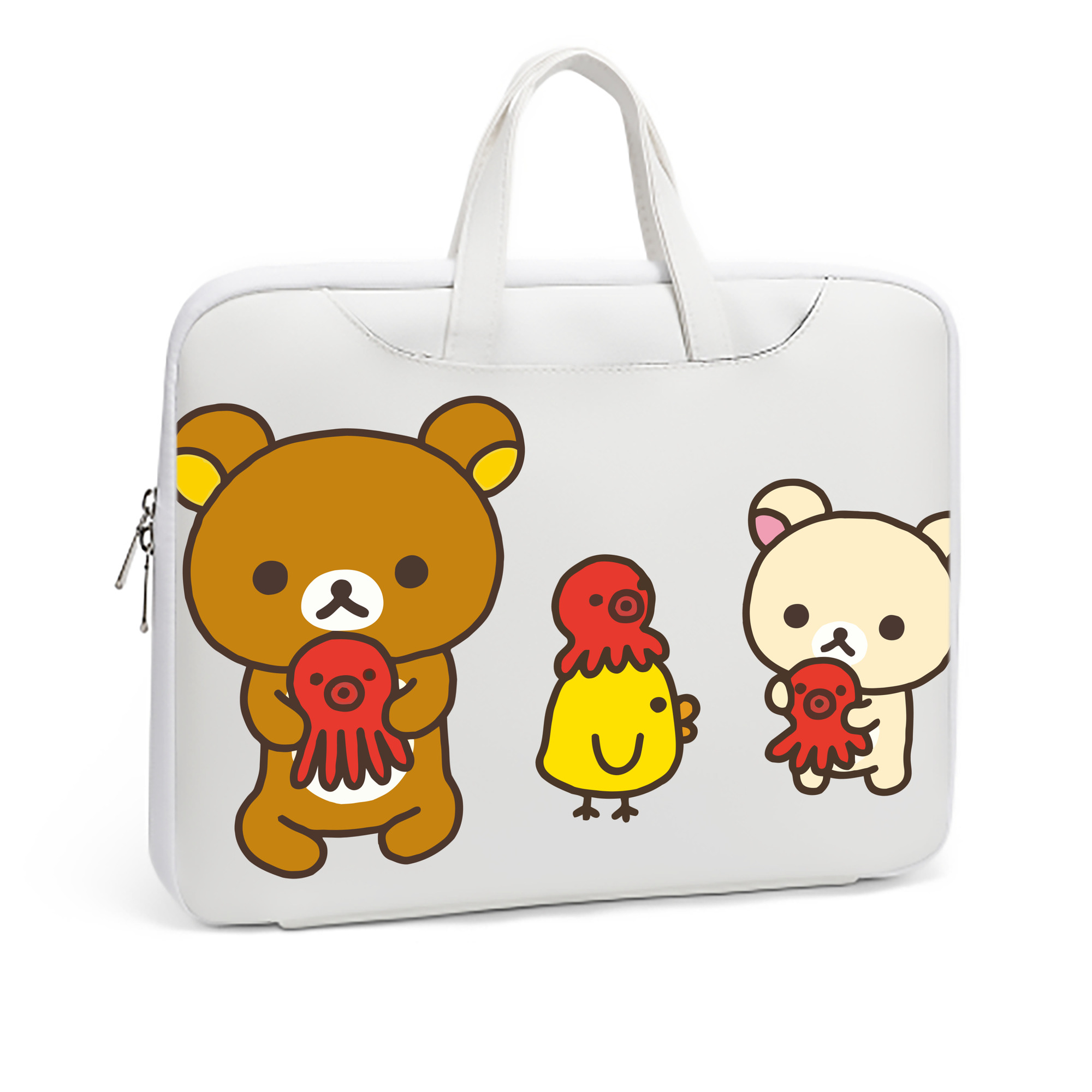 （画像用） リラックマ リラックマ キイロイトリ Rilakkuma Korilakkuma Kiiroitori レザーラップトップバッグ　ノートパソコンケース
