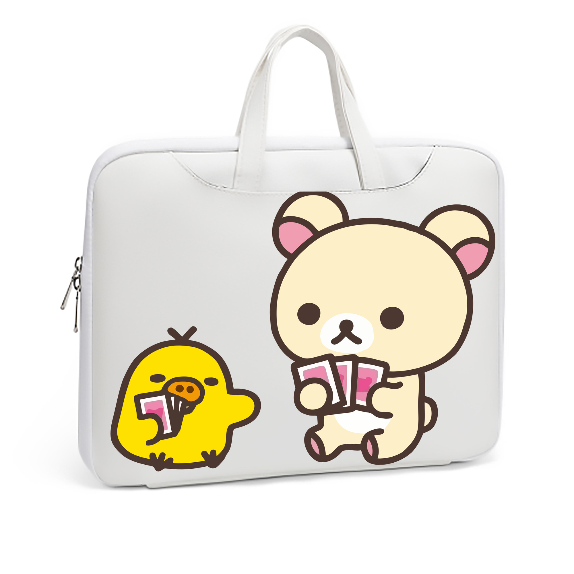 （画像用） リラックマ リラックマ キイロイトリ Rilakkuma Korilakkuma Kiiroitori レザーラップトップバッグ　ノートパソコンケース