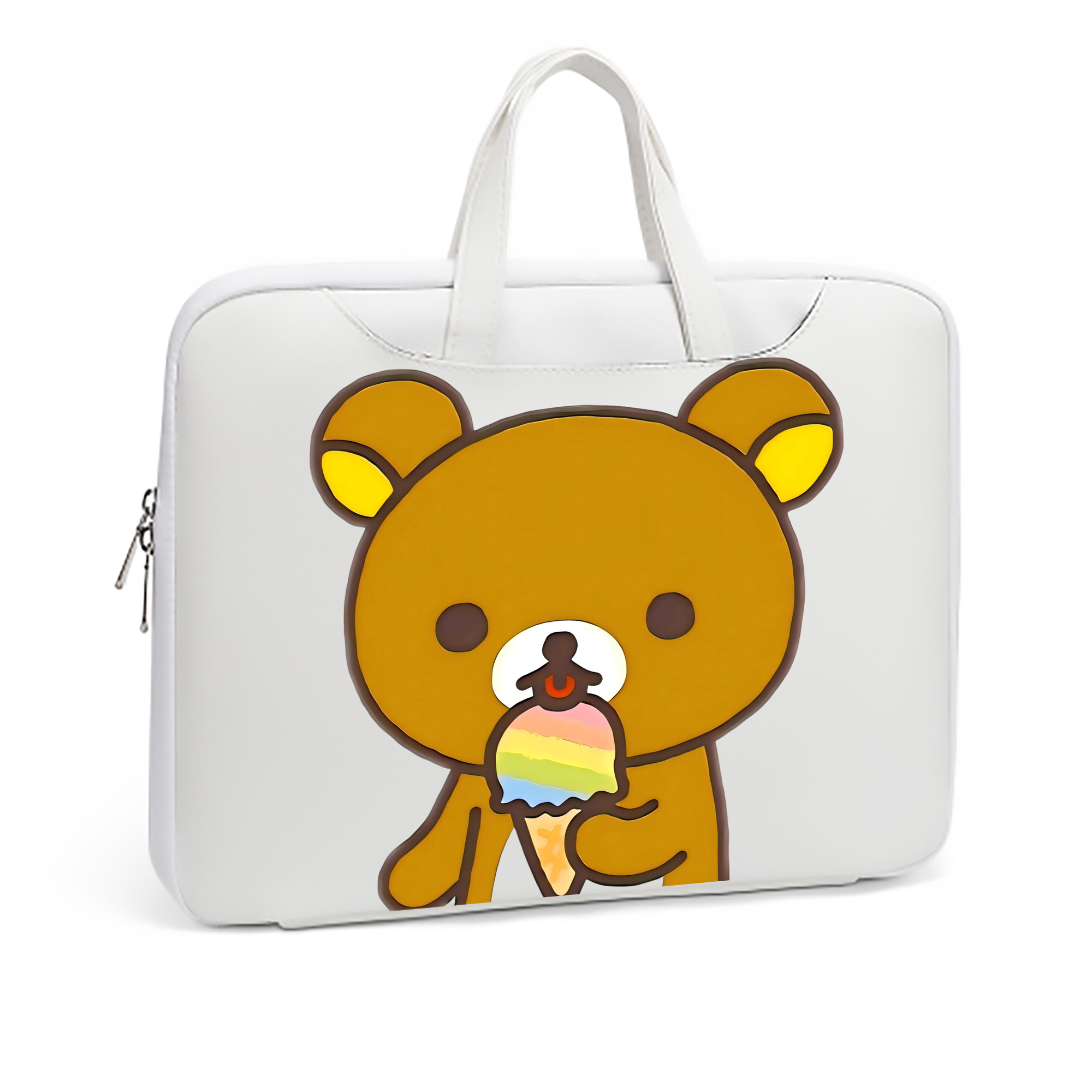 （画像用） リラックマ リラックマ キイロイトリ Rilakkuma Korilakkuma Kiiroitori レザーラップトップバッグ　ノートパソコンケース